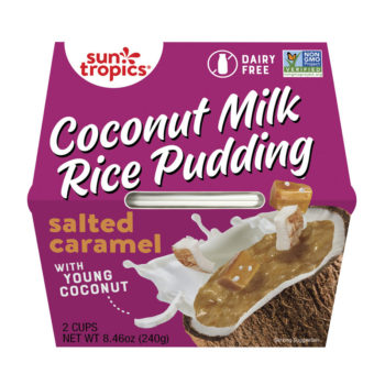 a container of Suntropics Coconut Milk rice Pudding salted caramel